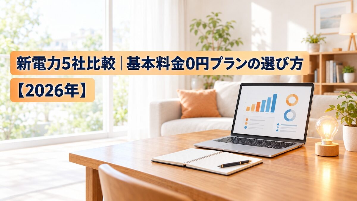 新電力5社比較｜基本料金0円プランの選び方【2026年】のアイキャッチ画像